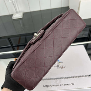 Chanel A01112 Flap Classic 11.12 Handbag Grained Calfskin & Silver-Tone Metal Wine Red - Default Title - View 5