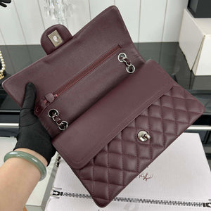 Chanel A01112 Flap Classic 11.12 Handbag Grained Calfskin & Silver-Tone Metal Wine Red - Default Title - View 6