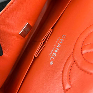Chanel A01112 Flap Classic 11.12 Handbag Grained Calfskin & Silver-Tone Metal Orange - Default Title - View 9