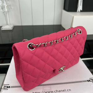 Chanel A01112 Flap Classic 11.12 Handbag Grained Calfskin & Silver-Tone Metal Rose Red - Default Title - View 3