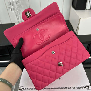 Chanel A01112 Flap Classic 11.12 Handbag Grained Calfskin & Silver-Tone Metal Rose Red - Default Title - View 7