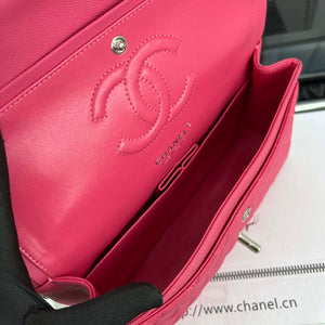 Chanel A01112 Flap Classic 11.12 Handbag Grained Calfskin & Silver-Tone Metal Rose Red - Default Title - View 8