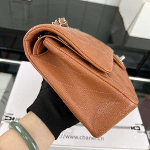 Chanel A01112 Flap Classic 11.12 Handbag Grained Calfskin & Silver-Tone Metal Brown - Default Title - View 4