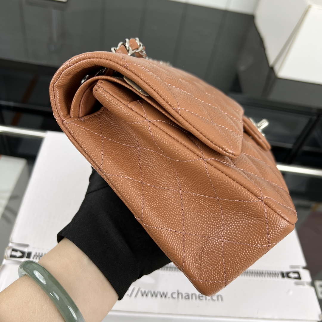 Chanel A01112 Flap Classic 11.12 Handbag Grained Calfskin & Silver-Tone Metal Brown