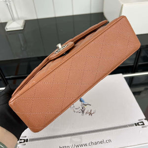 Chanel A01112 Flap Classic 11.12 Handbag Grained Calfskin & Silver-Tone Metal Brown - Default Title - View 5