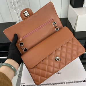 Chanel A01112 Flap Classic 11.12 Handbag Grained Calfskin & Silver-Tone Metal Brown - Default Title - View 6