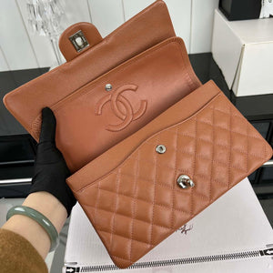 Chanel A01112 Flap Classic 11.12 Handbag Grained Calfskin & Silver-Tone Metal Brown - Default Title - View 7