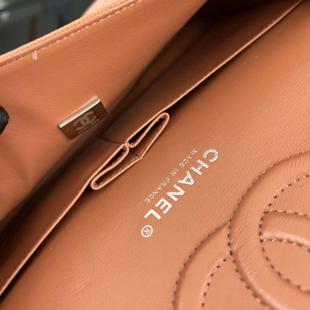 Chanel A01112 Flap Classic 11.12 Handbag Grained Calfskin & Silver-Tone Metal Brown - Default Title - View 9