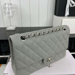 Chanel A01112 Flap Classic 11.12 Handbag Grained Calfskin & Silver-Tone Metal Gray - Default Title - View 3