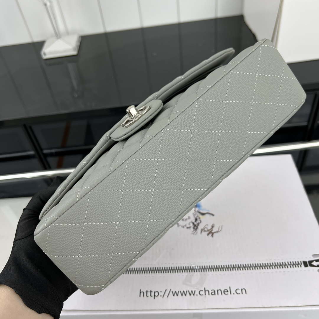 Chanel A01112 Flap Classic 11.12 Handbag Grained Calfskin & Silver-Tone Metal Gray - Default Title - View 5