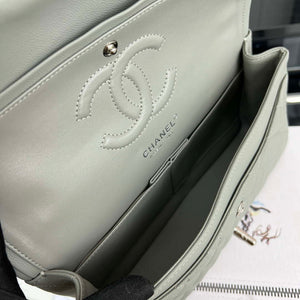 Chanel A01112 Flap Classic 11.12 Handbag Grained Calfskin & Silver-Tone Metal Gray - Default Title - View 8