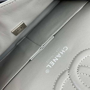 Chanel A01112 Flap Classic 11.12 Handbag Grained Calfskin & Silver-Tone Metal Gray - Default Title - View 9