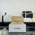 Chanel A01112 Flap Classic 11.12 Handbag Grained Calfskin & Silver-Tone Metal Apricot - Default Title - View 1