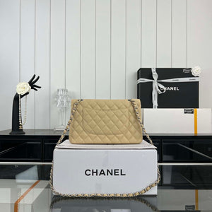 Chanel A01112 Flap Classic 11.12 Handbag Grained Calfskin & Silver-Tone Metal Apricot - Default Title - View 2