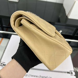 Chanel A01112 Flap Classic 11.12 Handbag Grained Calfskin & Silver-Tone Metal Apricot - Default Title - View 4