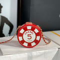Chanel Ap3704 Clutch  With Chain Lambskin Enamel & Gold-Tone Metal Red & White - Default Title - View 1