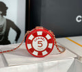 Chanel Ap3704 Clutch  With Chain Lambskin Enamel & Gold-Tone Metal Red & White