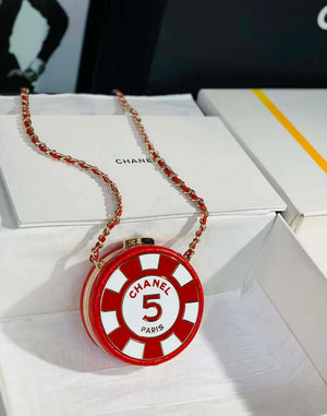 Chanel Ap3704 Clutch  With Chain Lambskin Enamel & Gold-Tone Metal Red & White - Default Title - View 2