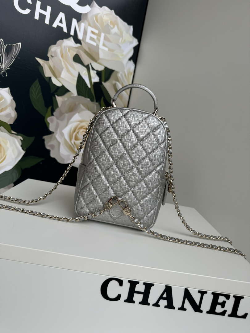 Chanel Ap3753 CLASSIC MINI Backpack Calfskin Silver
