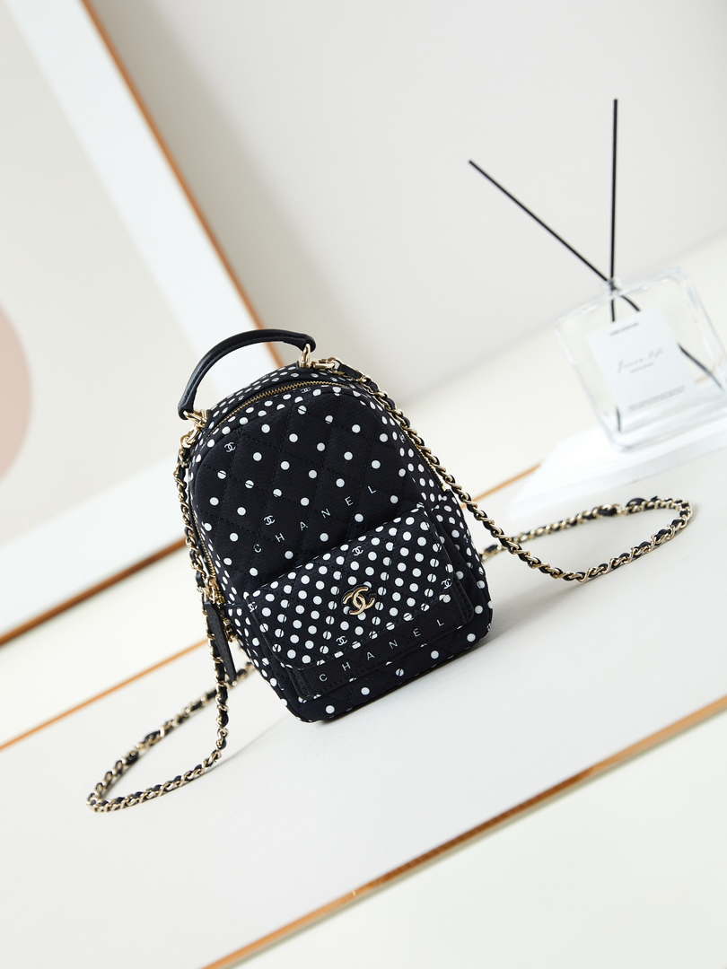 Chanel Ap3753 CLASSIC MINI Backpack Tweed & Gold-Tone Metal Black white - Default Title - View 1