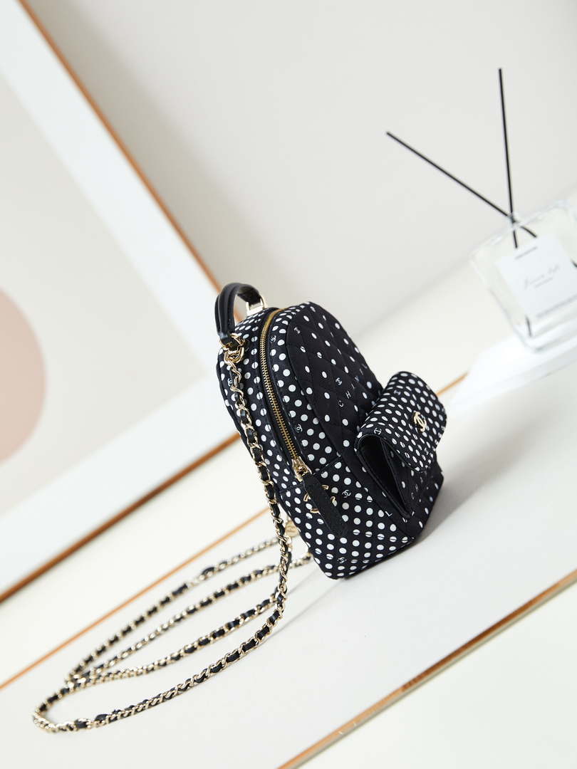 Chanel Ap3753 CLASSIC MINI Backpack Tweed & Gold-Tone Metal Black white