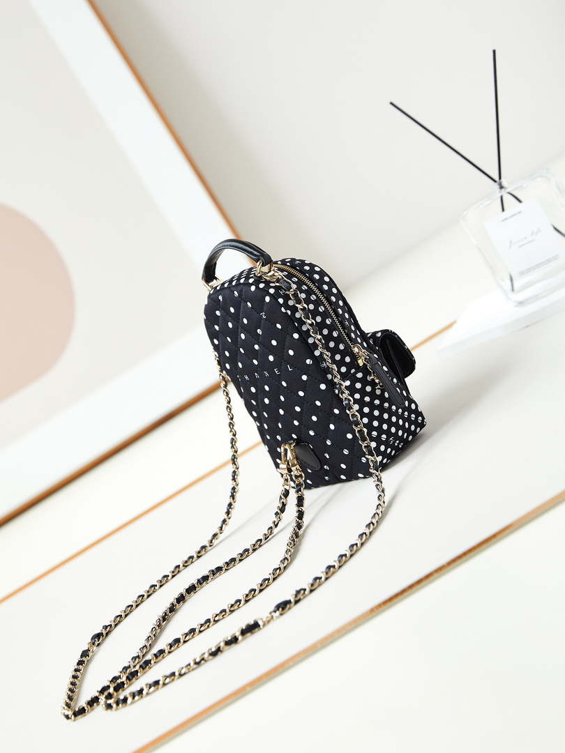 Chanel Ap3753 CLASSIC MINI Backpack Tweed & Gold-Tone Metal Black white