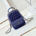 Chanel Ap3753 CLASSIC MINI Backpack Tweed & Gold-Tone Metal Blue white - Default Title - View 1