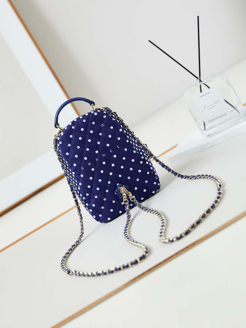 Chanel Ap3753 CLASSIC MINI Backpack Tweed & Gold-Tone Metal Blue white - Default Title - View 5