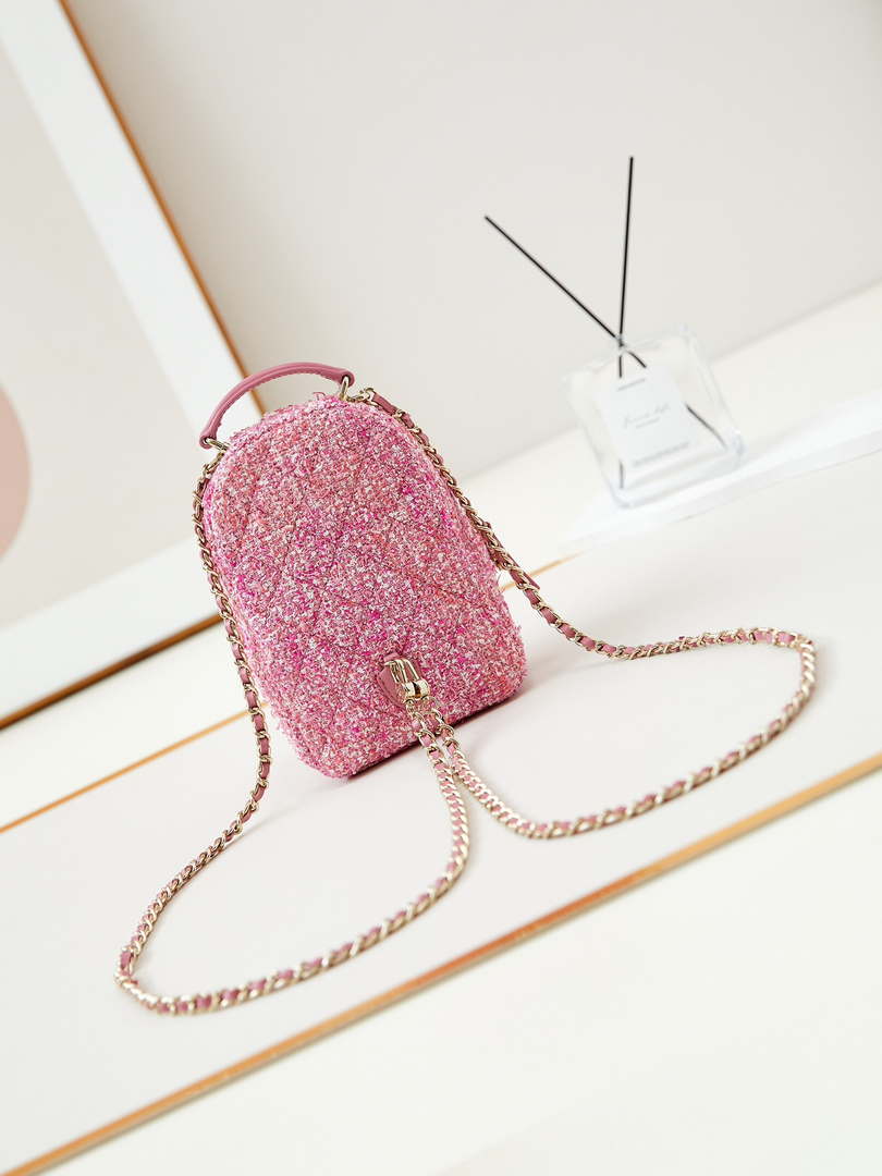 Chanel Ap3753 CLASSIC MINI Backpack Tweed & Gold-Tone Metal Light Pink - Default Title - View 1