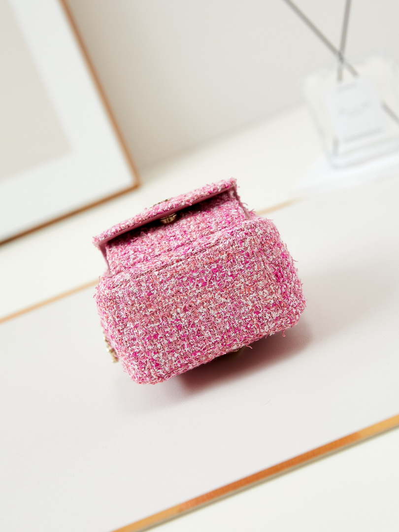 Chanel Ap3753 CLASSIC MINI Backpack Tweed & Gold-Tone Metal Light Pink - Default Title - View 5