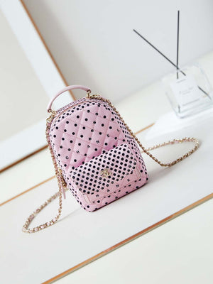 Chanel Ap3753 CLASSIC MINI Backpack Tweed & Gold-Tone Metal Pink & Black - Default Title - View 1