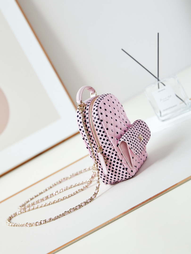 Chanel Ap3753 CLASSIC MINI Backpack Tweed & Gold-Tone Metal Pink & Black - Default Title - View 3