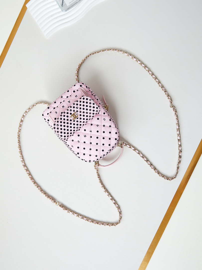 Chanel Ap3753 CLASSIC MINI Backpack Tweed & Gold-Tone Metal Pink & Black - Default Title - View 7
