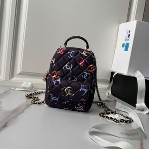 Chanel Ap3753 CLASSIC MINI Printed Fabric & Gold Metal Black & Multicolour - Default Title - View 1
