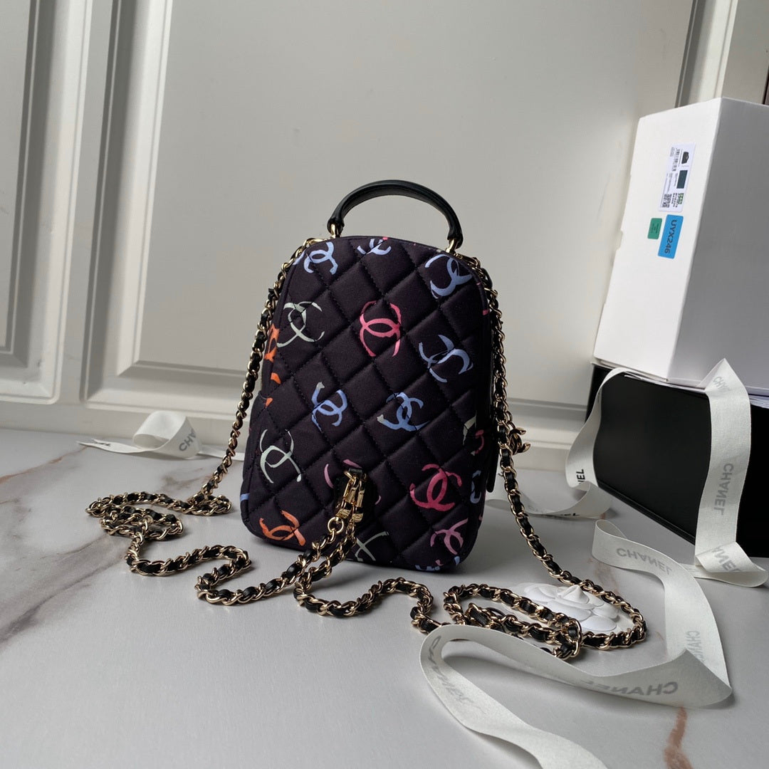 Chanel Ap3753 CLASSIC MINI Printed Fabric & Gold Metal Black & Multicolour - Default Title - View 2