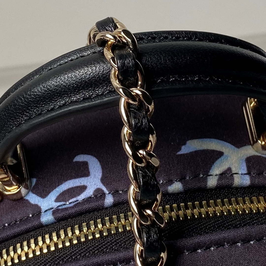 Chanel Ap3753 CLASSIC MINI Printed Fabric & Gold Metal Black & Multicolour