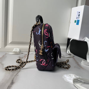 Chanel Ap3753 CLASSIC MINI Printed Fabric & Gold Metal Black & Multicolour - Default Title - View 5