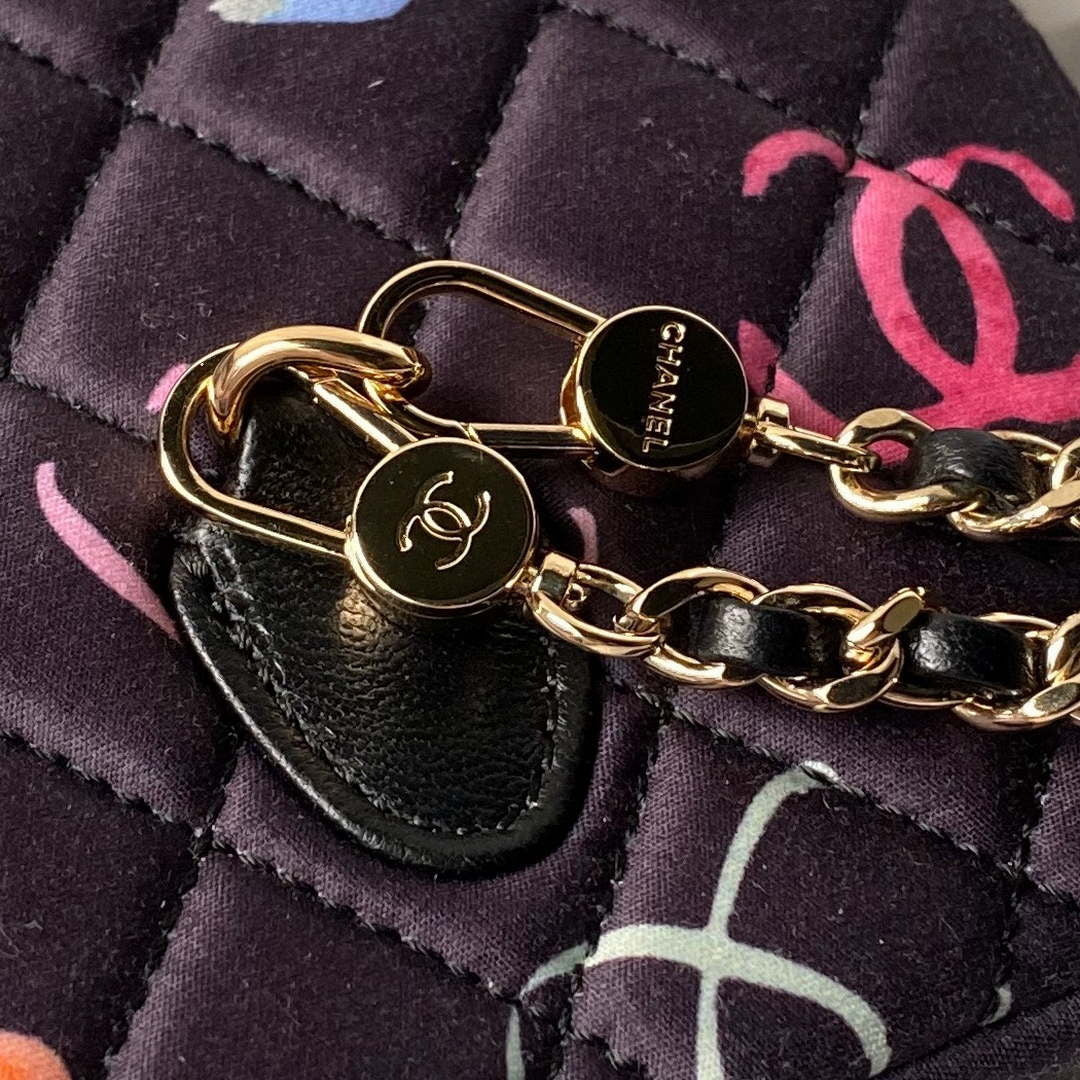 Chanel Ap3753 CLASSIC MINI Printed Fabric & Gold Metal Black & Multicolour - Default Title - View 8