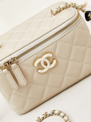 Chanel AP3784 Clutch With Chain Lambskin Vanity Box bag with Enamel buckle AP3231 Beige - Default Title - View 2