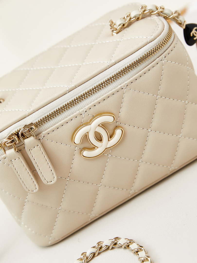 Chanel AP3784 Clutch With Chain Lambskin Vanity Box bag with Enamel buckle AP3231 Beige - Default Title - View 2