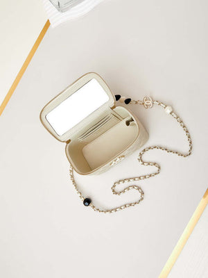 Chanel AP3784 Clutch With Chain Lambskin Vanity Box bag with Enamel buckle AP3231 Beige - Default Title - View 8