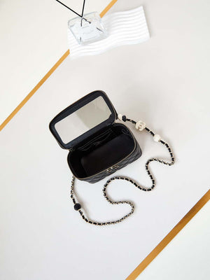 Chanel AP3784 Clutch With Chain Lambskin Vanity Box bag with Enamel buckle AP3231 Black - Default Title - View 8