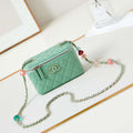 Chanel AP3784 Clutch With Chain Lambskin Vanity Box bag with Enamel buckle AP3231 Green - Default Title - View 1