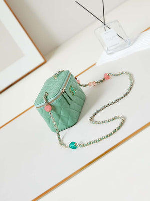 Chanel AP3784 Clutch With Chain Lambskin Vanity Box bag with Enamel buckle AP3231 Green - Default Title - View 3