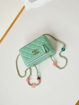 Chanel AP3784 Clutch With Chain Lambskin Vanity Box bag with Enamel buckle AP3231 Green - Default Title - View 7