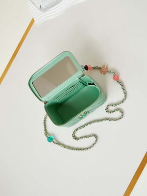 Chanel AP3784 Clutch With Chain Lambskin Vanity Box bag with Enamel buckle AP3231 Green - Default Title - View 8