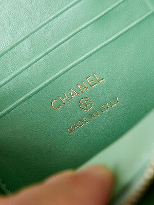 Chanel AP3784 Clutch With Chain Lambskin Vanity Box bag with Enamel buckle AP3231 Green - Default Title - View 9