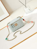 Chanel AP3784 Clutch With Chain Lambskin Vanity Box bag with Enamel buckle AP3231 Light Blue