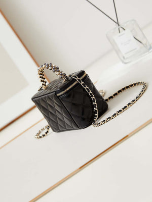 Chanel AP3804 Clutch Lambskin Vanity Box bag With Pearl handle Black - Default Title - View 4