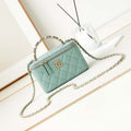 Chanel AP3804 Clutch Lambskin Vanity Box bag With Pearl handle Green - Default Title - View 1